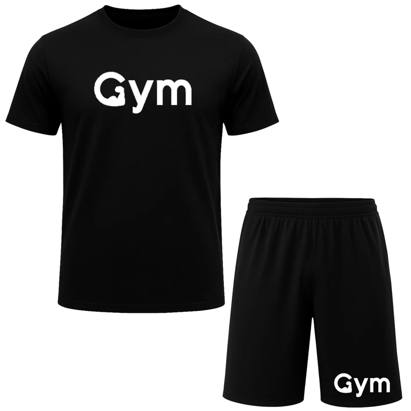 ست تیشرت آستین کوتاه و شلوارک راحتی مردانه طرح GYM